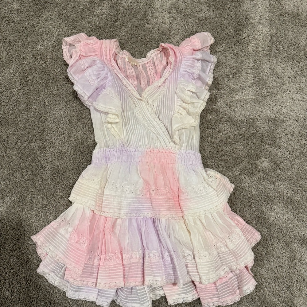 LOVESHACKFANCY Gwen Mini Dress 
Size M 
light washed colors